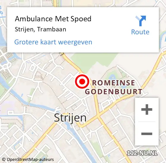 Locatie op kaart van de 112 melding: Ambulance Met Spoed Naar Strijen, Trambaan op 17 juli 2024 14:13