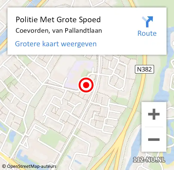 Locatie op kaart van de 112 melding: Politie Met Grote Spoed Naar Coevorden, van Pallandtlaan op 17 juli 2024 14:33