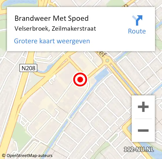 Locatie op kaart van de 112 melding: Brandweer Met Spoed Naar Velserbroek, Zeilmakerstraat op 17 juli 2024 14:37