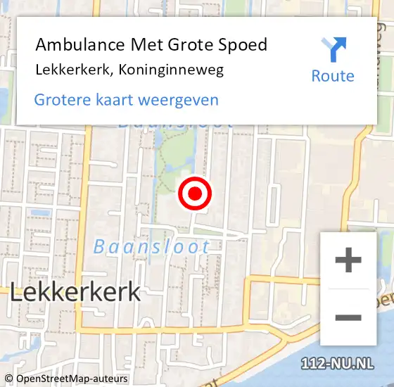 Locatie op kaart van de 112 melding: Ambulance Met Grote Spoed Naar Lekkerkerk, Koninginneweg op 17 juli 2024 14:38