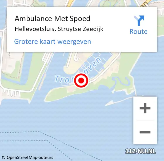 Locatie op kaart van de 112 melding: Ambulance Met Spoed Naar Hellevoetsluis, Struytse Zeedijk op 17 juli 2024 14:42