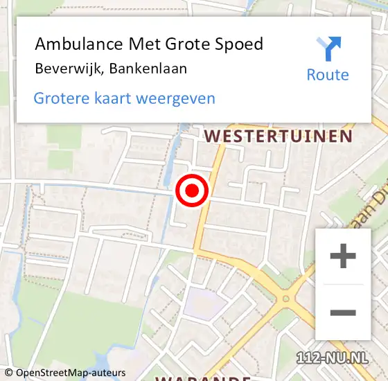 Locatie op kaart van de 112 melding: Ambulance Met Grote Spoed Naar Beverwijk, Bankenlaan op 17 juli 2024 14:43