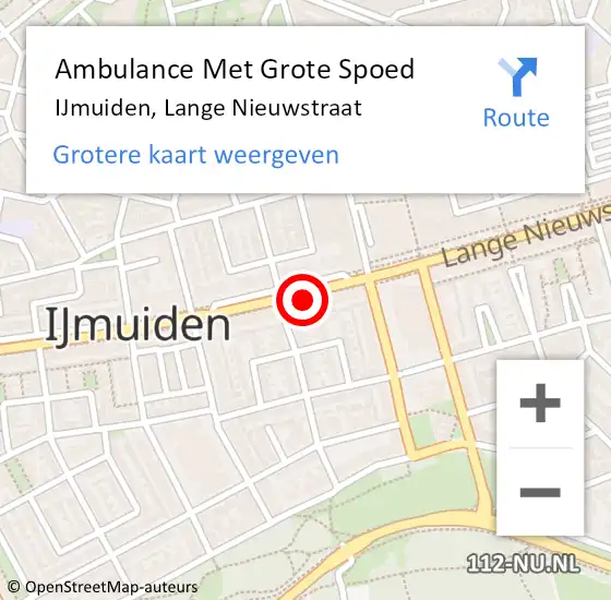 Locatie op kaart van de 112 melding: Ambulance Met Grote Spoed Naar IJmuiden, Lange Nieuwstraat op 17 juli 2024 14:45