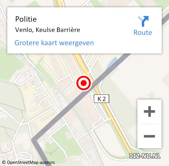 Locatie op kaart van de 112 melding: Politie Venlo, Keulse Barrière op 17 juli 2024 14:48