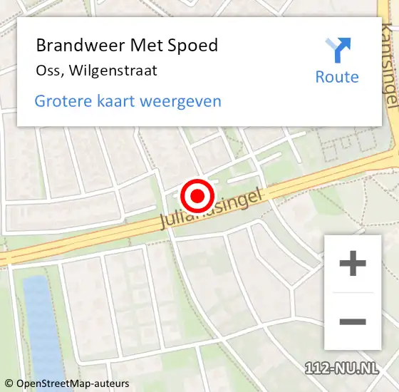 Locatie op kaart van de 112 melding: Brandweer Met Spoed Naar Oss, Wilgenstraat op 17 juli 2024 14:54