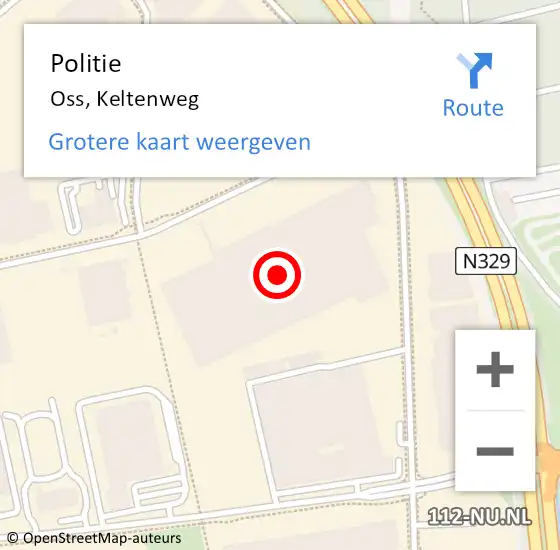 Locatie op kaart van de 112 melding: Politie Oss, Keltenweg op 17 juli 2024 15:13