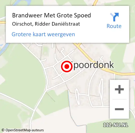 Locatie op kaart van de 112 melding: Brandweer Met Grote Spoed Naar Oirschot, Ridder Daniëlstraat op 17 juli 2024 15:27