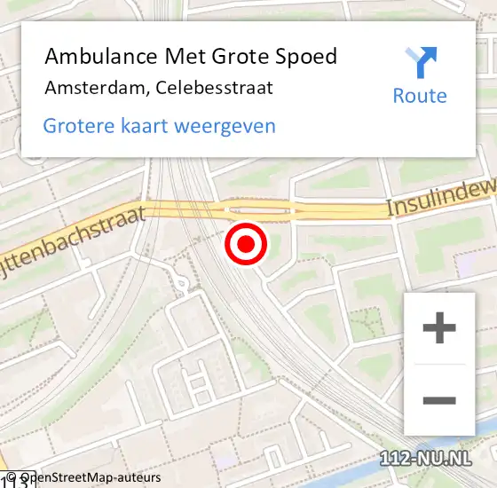 Locatie op kaart van de 112 melding: Ambulance Met Grote Spoed Naar Amsterdam, Celebesstraat op 17 juli 2024 15:32