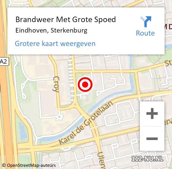 Locatie op kaart van de 112 melding: Brandweer Met Grote Spoed Naar Eindhoven, Sterkenburg op 17 juli 2024 15:48