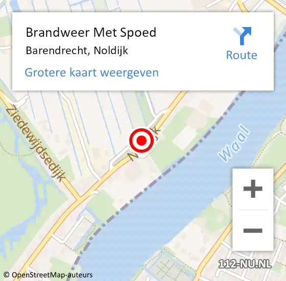 Locatie op kaart van de 112 melding: Brandweer Met Spoed Naar Barendrecht, Noldijk op 17 juli 2024 15:49