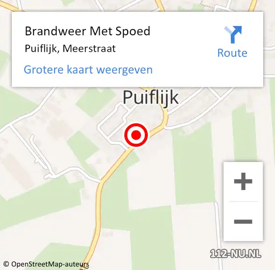 Locatie op kaart van de 112 melding: Brandweer Met Spoed Naar Puiflijk, Meerstraat op 17 juli 2024 15:54