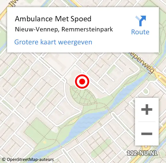 Locatie op kaart van de 112 melding: Ambulance Met Spoed Naar Nieuw-Vennep, Remmersteinpark op 17 juli 2024 15:54