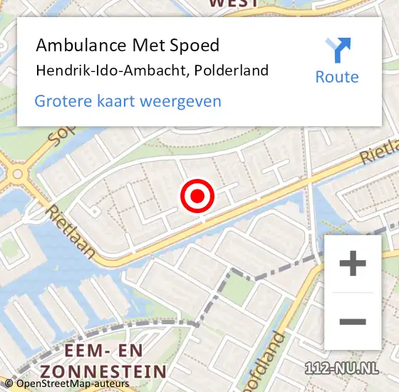 Locatie op kaart van de 112 melding: Ambulance Met Spoed Naar Hendrik-Ido-Ambacht, Polderland op 17 juli 2024 16:02