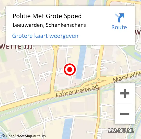 Locatie op kaart van de 112 melding: Politie Met Grote Spoed Naar Leeuwarden, Schenkenschans op 17 juli 2024 16:14