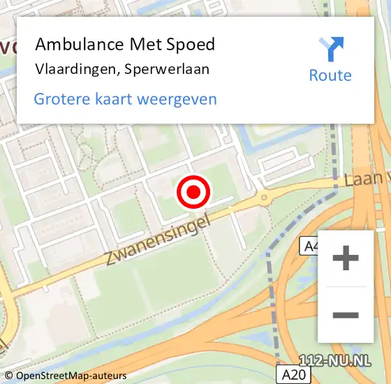 Locatie op kaart van de 112 melding: Ambulance Met Spoed Naar Vlaardingen, Sperwerlaan op 17 juli 2024 16:14