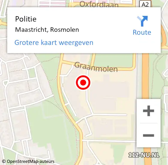 Locatie op kaart van de 112 melding: Politie Maastricht, Rosmolen op 17 juli 2024 16:15