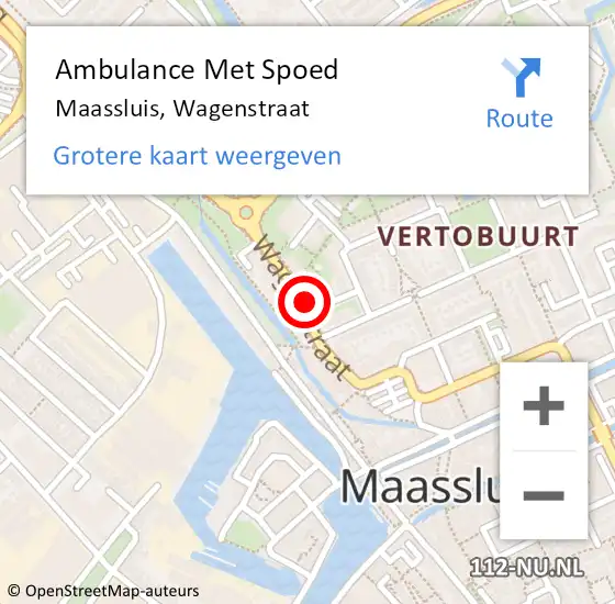 Locatie op kaart van de 112 melding: Ambulance Met Spoed Naar Maassluis, Wagenstraat op 17 juli 2024 16:19