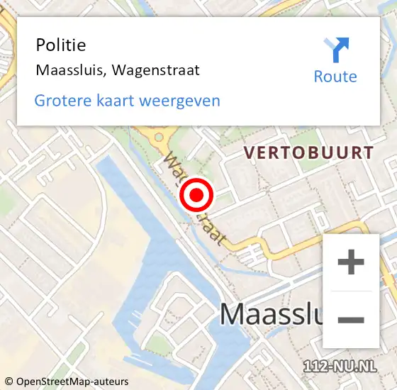 Locatie op kaart van de 112 melding: Politie Maassluis, Wagenstraat op 17 juli 2024 16:22