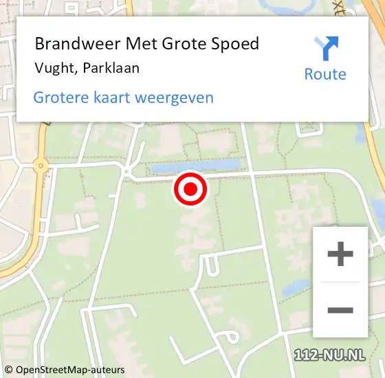 Locatie op kaart van de 112 melding: Brandweer Met Grote Spoed Naar Vught, Parklaan op 17 juli 2024 16:33