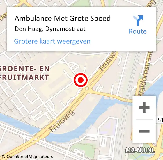 Locatie op kaart van de 112 melding: Ambulance Met Grote Spoed Naar Den Haag, Dynamostraat op 17 juli 2024 16:34