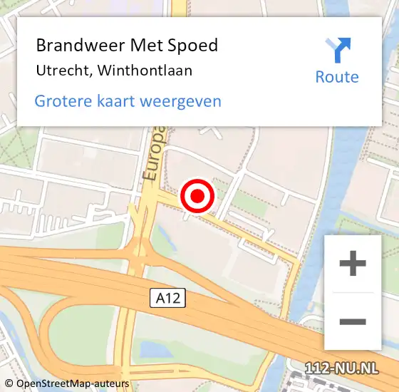 Locatie op kaart van de 112 melding: Brandweer Met Spoed Naar Utrecht, Winthontlaan op 17 juli 2024 16:37