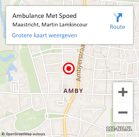 Locatie op kaart van de 112 melding: Ambulance Met Spoed Naar Maastricht, Martin Lamkincour op 13 oktober 2014 13:02