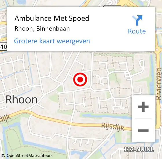 Locatie op kaart van de 112 melding: Ambulance Met Spoed Naar Rhoon, Binnenbaan op 17 juli 2024 16:39