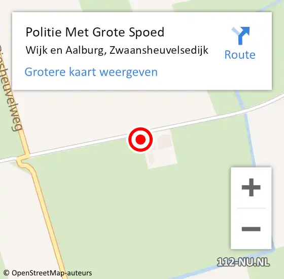 Locatie op kaart van de 112 melding: Politie Met Grote Spoed Naar Wijk en Aalburg, Zwaansheuvelsedijk op 17 juli 2024 16:42