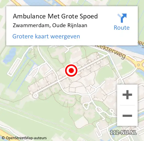 Locatie op kaart van de 112 melding: Ambulance Met Grote Spoed Naar Zwammerdam, Oude Rijnlaan op 17 juli 2024 16:49