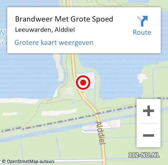 Locatie op kaart van de 112 melding: Brandweer Met Grote Spoed Naar Leeuwarden, Alddiel op 17 juli 2024 16:52