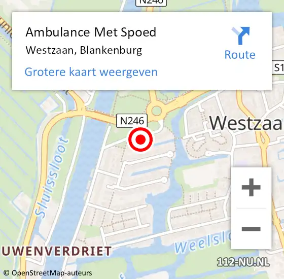 Locatie op kaart van de 112 melding: Ambulance Met Spoed Naar Westzaan, Blankenburg op 17 juli 2024 16:53