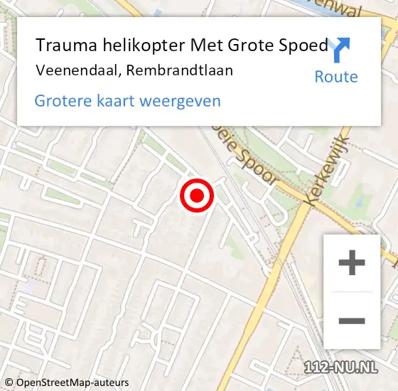 Locatie op kaart van de 112 melding: Trauma helikopter Met Grote Spoed Naar Veenendaal, Rembrandtlaan op 17 juli 2024 16:58