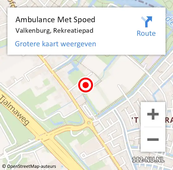 Locatie op kaart van de 112 melding: Ambulance Met Spoed Naar Valkenburg, Rekreatiepad op 17 juli 2024 17:39