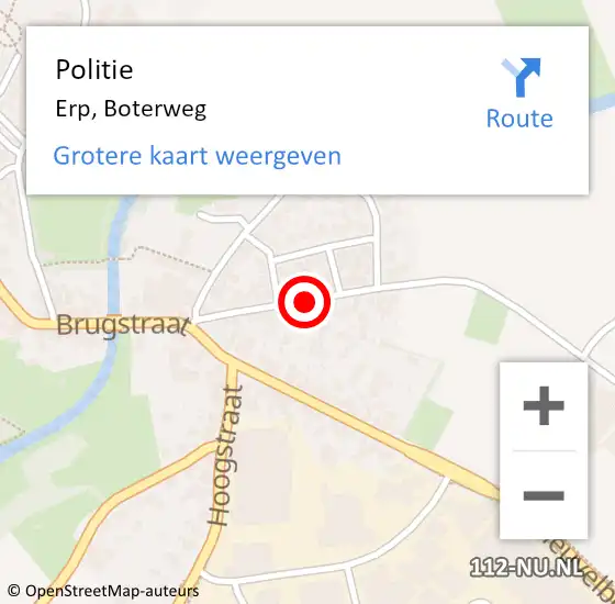 Locatie op kaart van de 112 melding: Politie Erp, Boterweg op 17 juli 2024 17:55