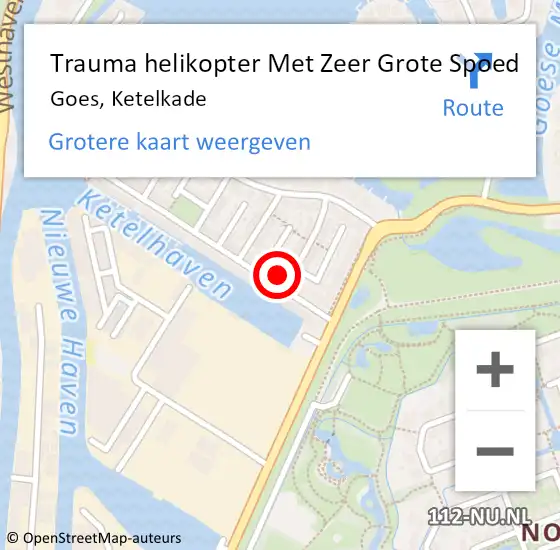 Locatie op kaart van de 112 melding: Trauma helikopter Met Zeer Grote Spoed Naar Goes, Ketelkade op 17 juli 2024 18:40