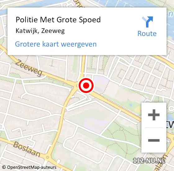 Locatie op kaart van de 112 melding: Politie Met Grote Spoed Naar Katwijk, Zeeweg op 17 juli 2024 18:56
