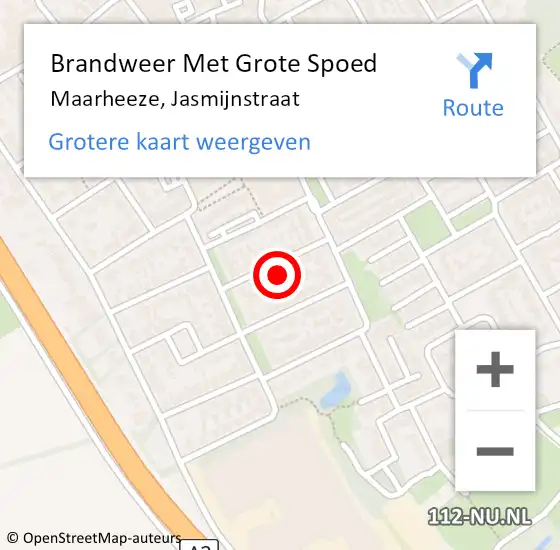 Locatie op kaart van de 112 melding: Brandweer Met Grote Spoed Naar Maarheeze, Jasmijnstraat op 17 juli 2024 18:59