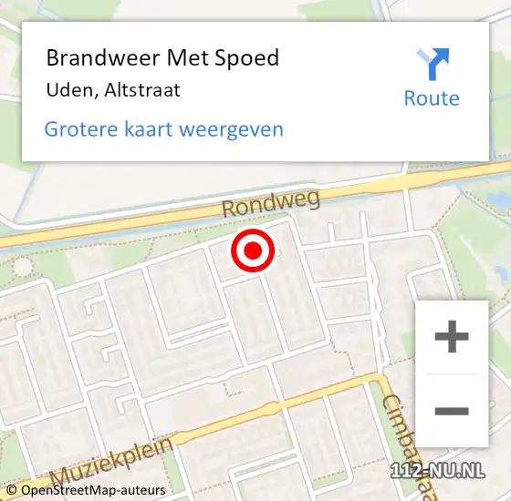 Locatie op kaart van de 112 melding: Brandweer Met Spoed Naar Uden, Altstraat op 17 juli 2024 19:07