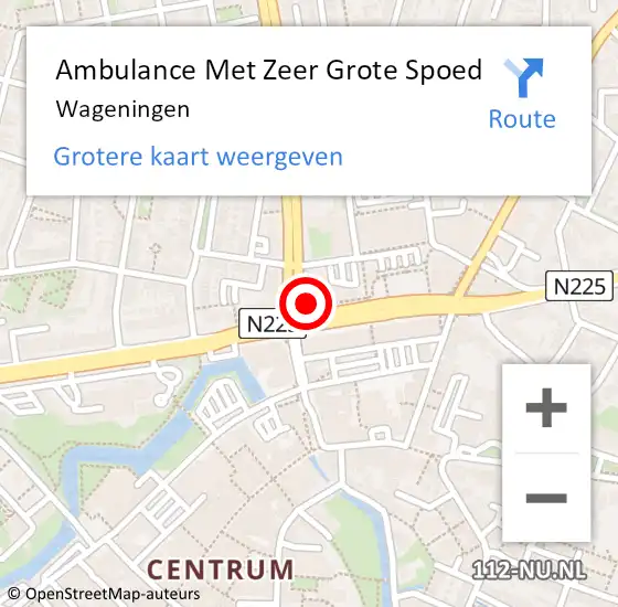 Locatie op kaart van de 112 melding: Ambulance Met Zeer Grote Spoed Naar Wageningen op 17 juli 2024 19:07