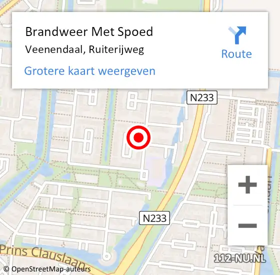 Locatie op kaart van de 112 melding: Brandweer Met Spoed Naar Veenendaal, Ruiterijweg op 17 juli 2024 19:11