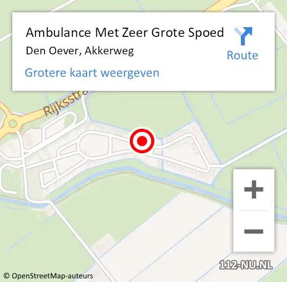 Locatie op kaart van de 112 melding: Ambulance Met Zeer Grote Spoed Naar Den Oever, Akkerweg op 17 juli 2024 19:22