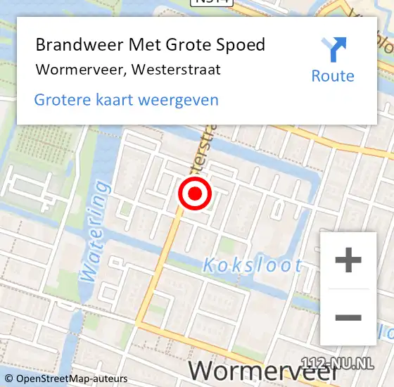 Locatie op kaart van de 112 melding: Brandweer Met Grote Spoed Naar Wormerveer, Westerstraat op 17 juli 2024 19:35