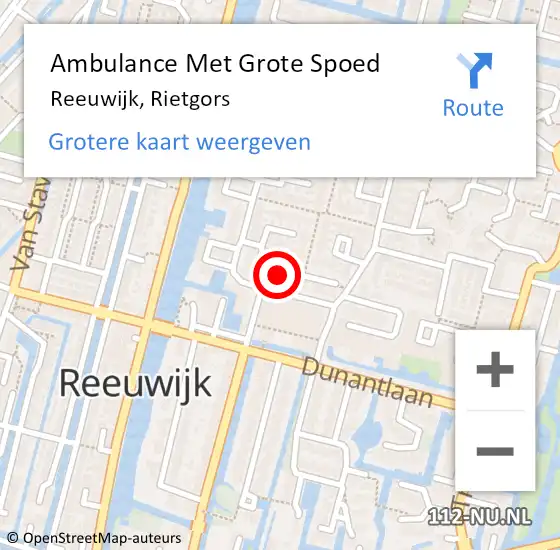 Locatie op kaart van de 112 melding: Ambulance Met Grote Spoed Naar Reeuwijk, Rietgors op 17 juli 2024 19:40