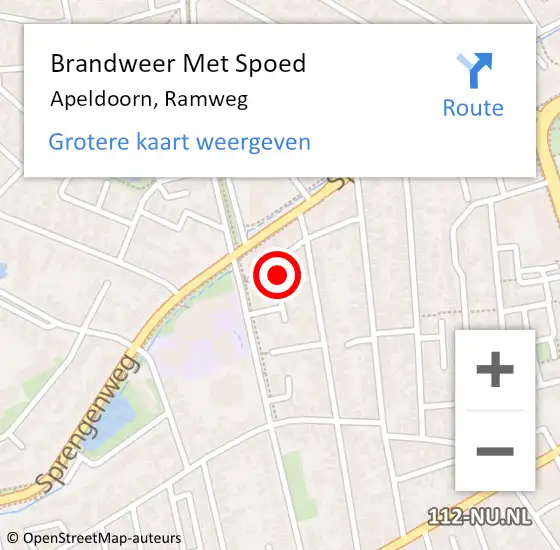 Locatie op kaart van de 112 melding: Brandweer Met Spoed Naar Apeldoorn, Ramweg op 17 juli 2024 19:55