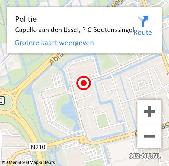 Locatie op kaart van de 112 melding: Politie Capelle aan den IJssel, P C Boutenssingel op 17 juli 2024 20:09