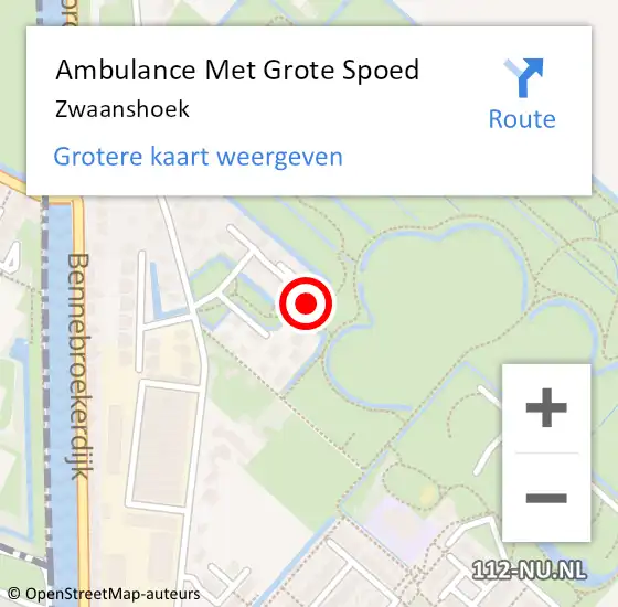 Locatie op kaart van de 112 melding: Ambulance Met Grote Spoed Naar Zwaanshoek op 17 juli 2024 20:14