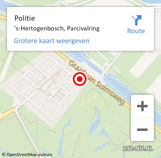 Locatie op kaart van de 112 melding: Politie 's-Hertogenbosch, Parcivalring op 17 juli 2024 20:17