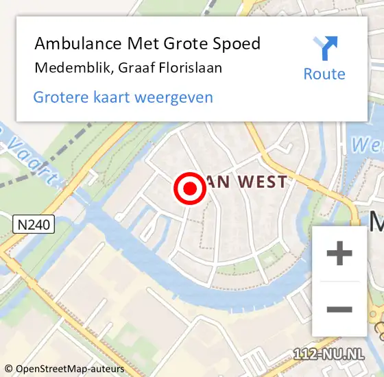 Locatie op kaart van de 112 melding: Ambulance Met Grote Spoed Naar Medemblik, Graaf Florislaan op 17 juli 2024 20:19