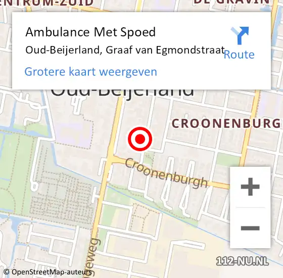 Locatie op kaart van de 112 melding: Ambulance Met Spoed Naar Oud-Beijerland, Graaf van Egmondstraat op 17 juli 2024 20:35