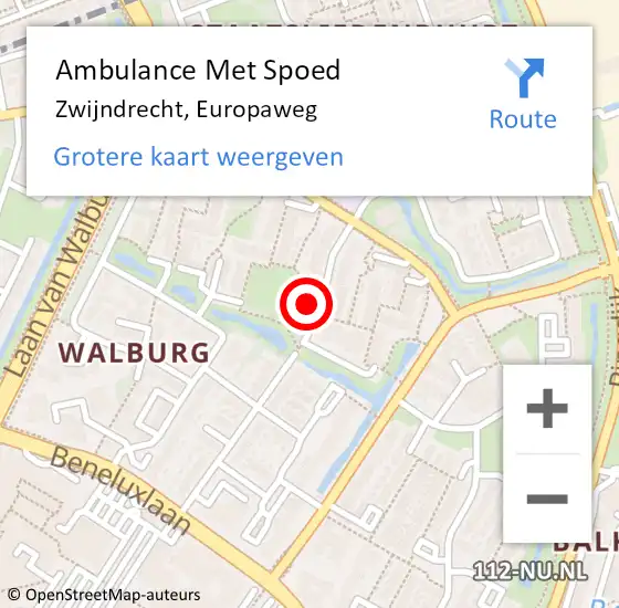 Locatie op kaart van de 112 melding: Ambulance Met Spoed Naar Zwijndrecht, Europaweg op 17 juli 2024 20:35